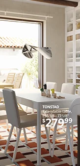 TONSTAD Extendable table, off-white, 55 1/8/77 1/8x33 1/2