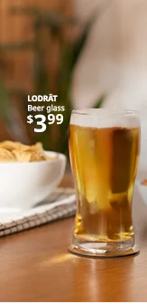 LODRÄT Beer glass, clear glass, 17 oz