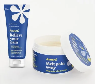 Asutra Set of 2 Magnesium Pain Relief Body Butter & Cream Set