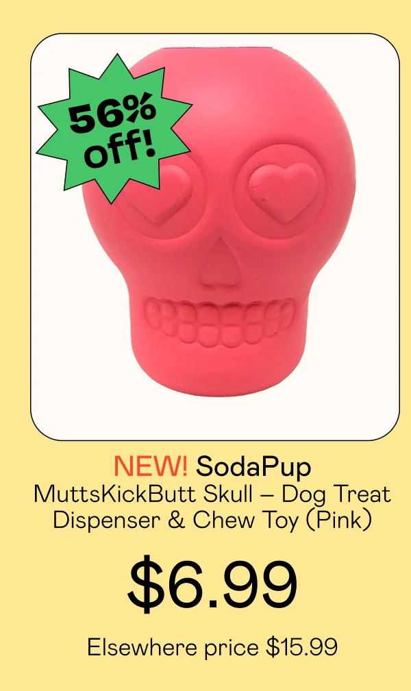 MuttsKickButt Skull – Dog Treat Dispenser & Chew Toy - Pink