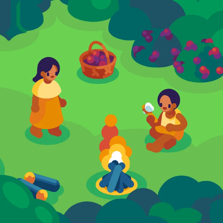 Humanity uses fire and earth resources