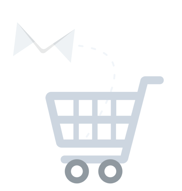 A shopping cart with an email coming out of it.