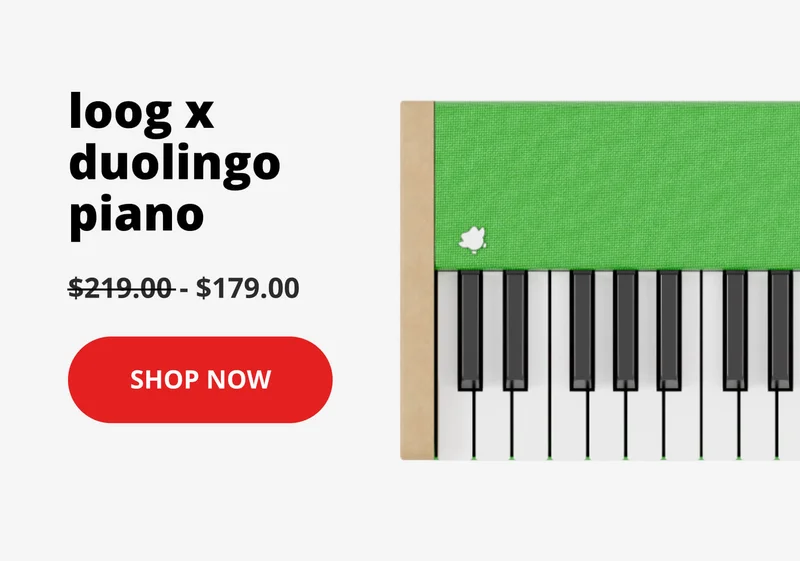 Loog x Duolingo piano $179 - shop now