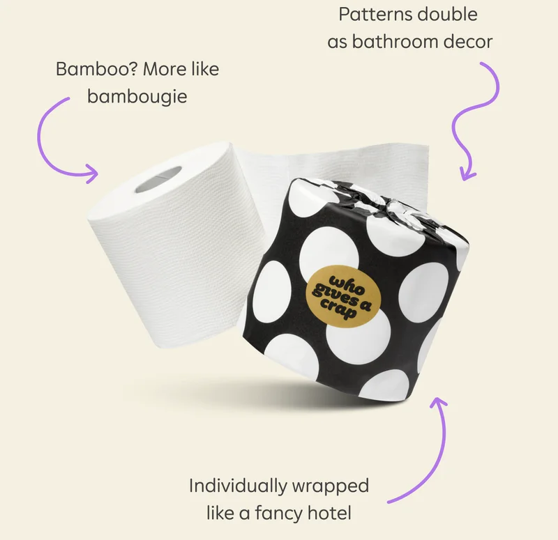 Bamboo? More like bambougie. Patterns double as bathroom decor. Individually wrapped like a fancy hotel.