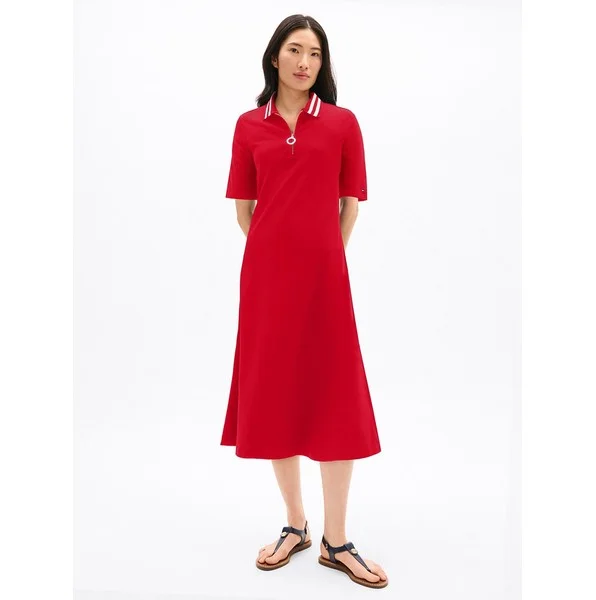 Zip Polo Midi Dress