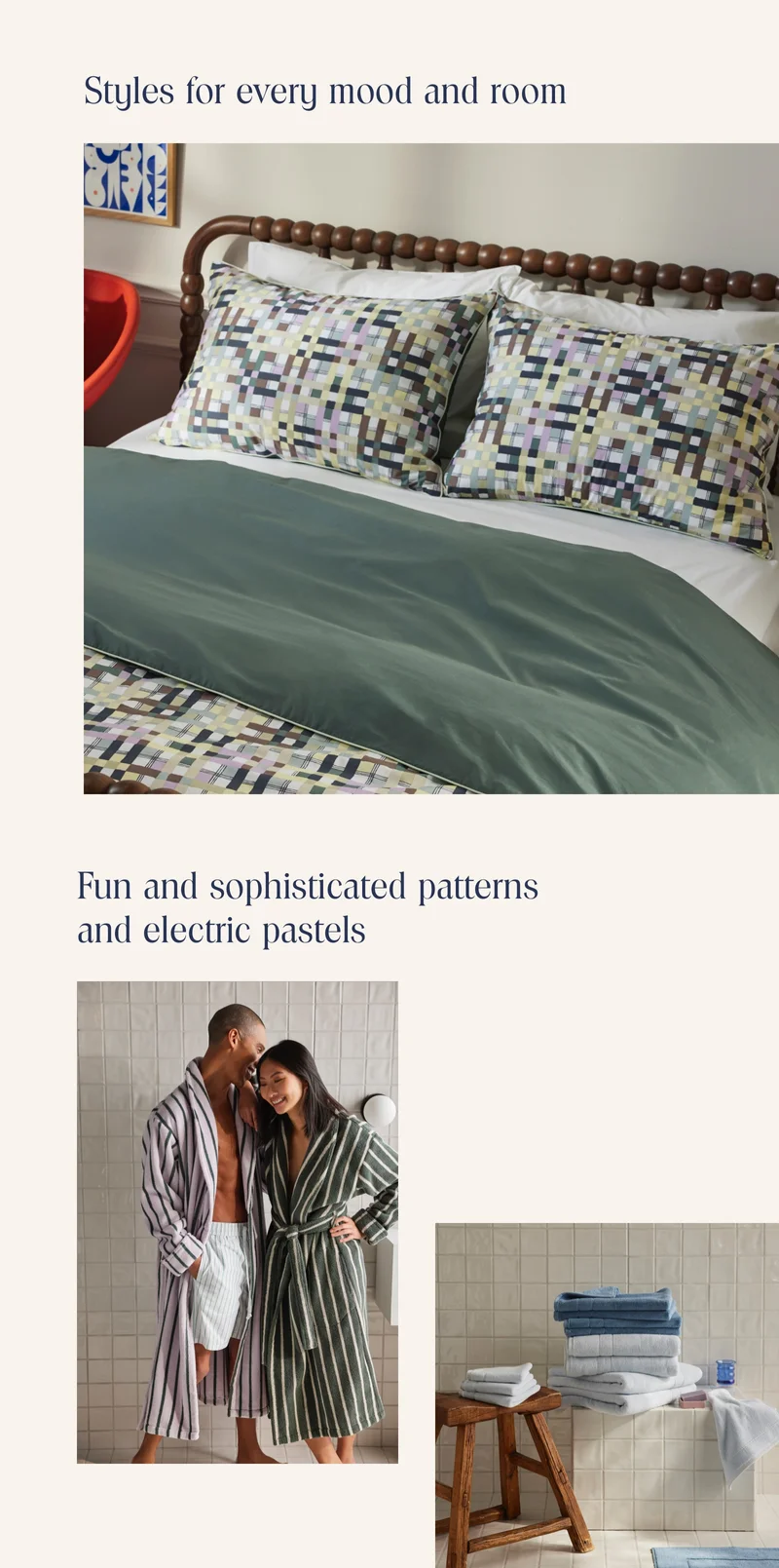 Style for every mood and room. Fun and sophisticated patterns and electric pastels