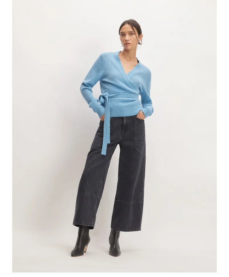 [image]The Gardener Jean, $138, the Alpaca Wrap Sweater, $148, and the Knee-High Banana Heel Boot, $350
