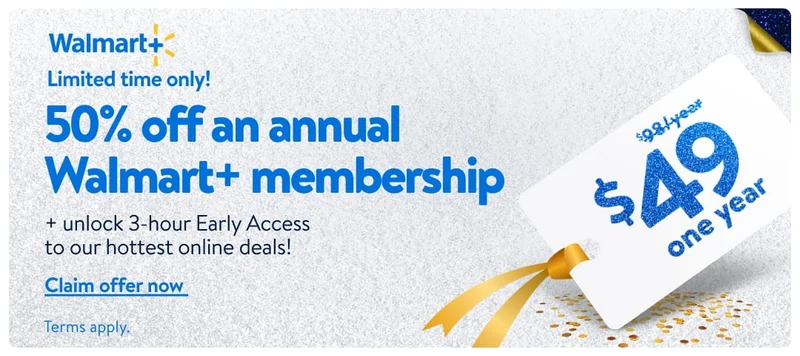 50% off an annual Walmart+ membership