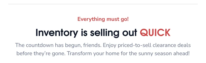 Inventory is selling out QUICK