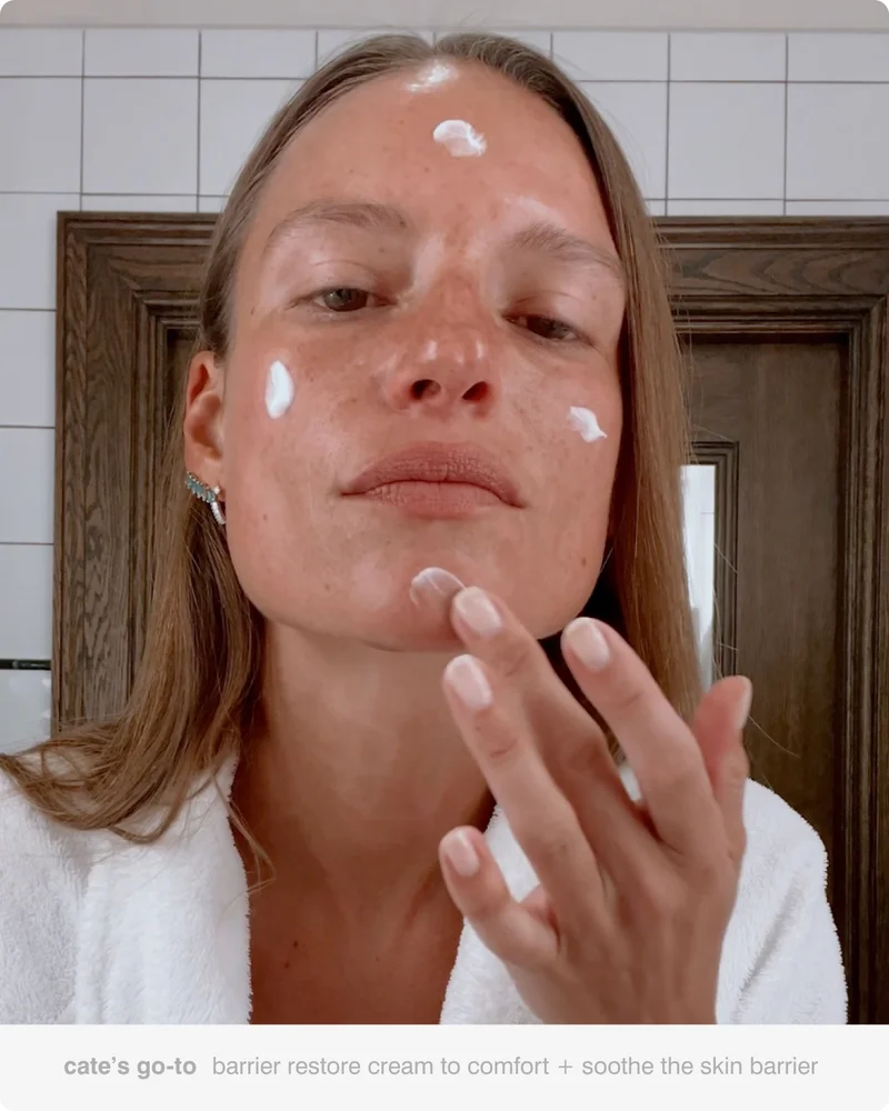 cate's go-to barrier restore cream to comfort + soothe the skin barrier