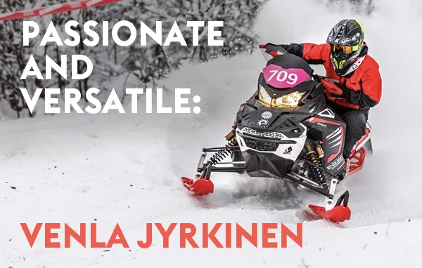 Venla Jyrkinen on a Lynx sled