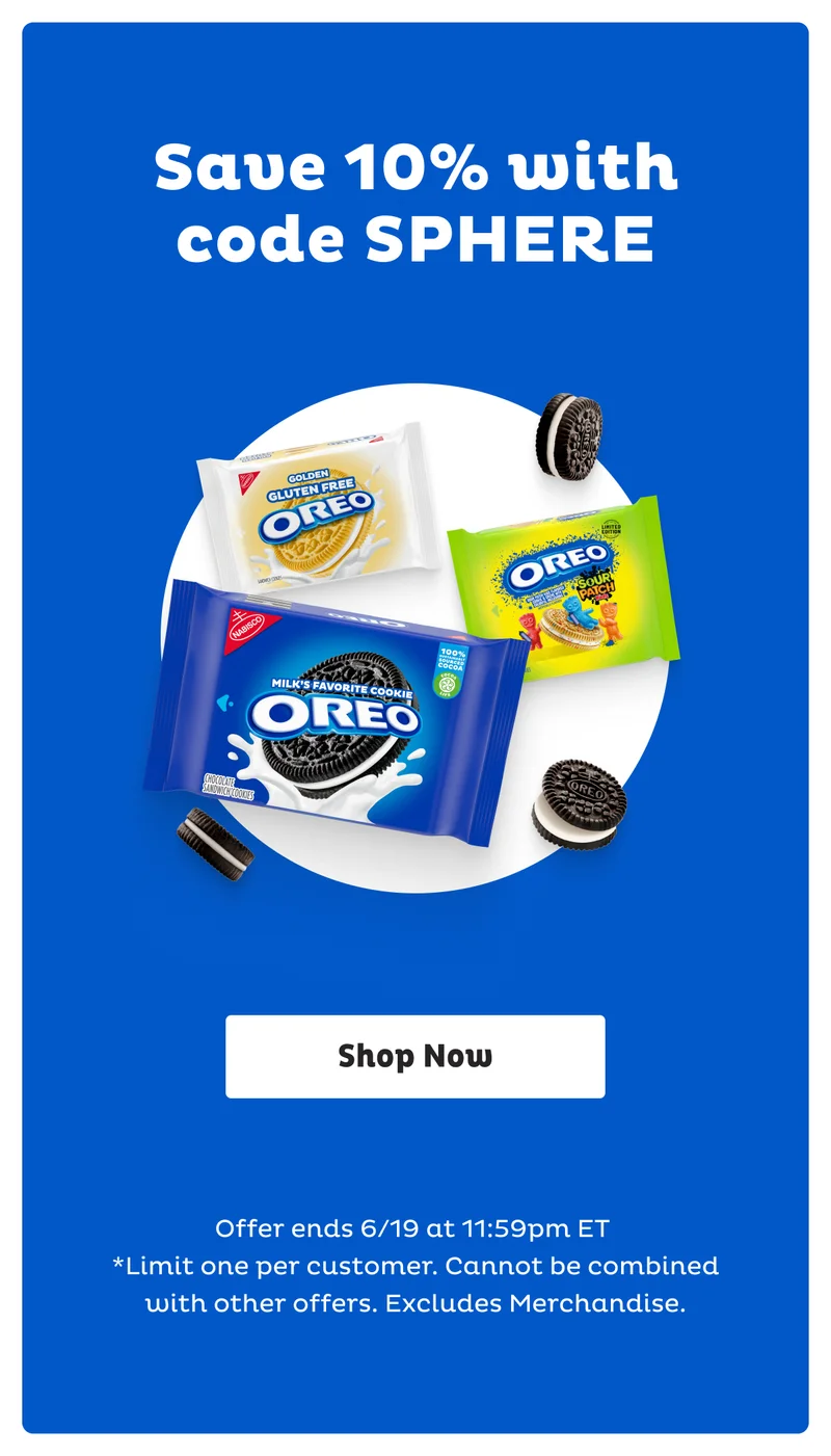 Save 10% on OREO Cookies with code "discount code"