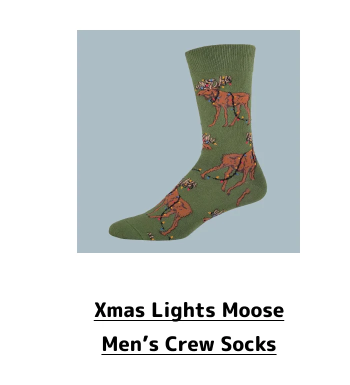 Xmas Lights Moose Men’s Crew Socks