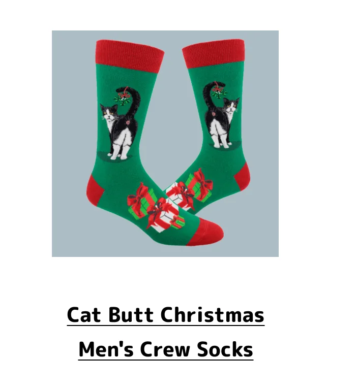Cat Butt Christmas Men's Crew Socks