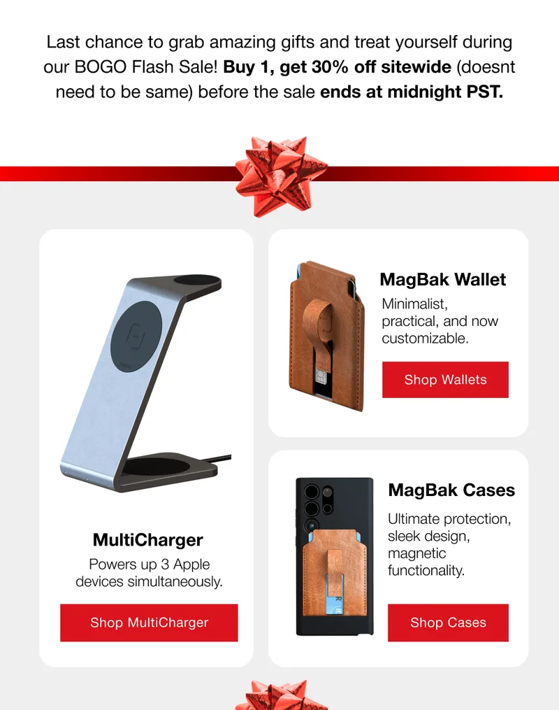 MagBak Wallet: Minimalist, practical, and now customizable. MagBak Cases Ultimate protection, sleek design, magnetic functionality. MultiCharger Powers up 3 Apple devices simultaneously.
