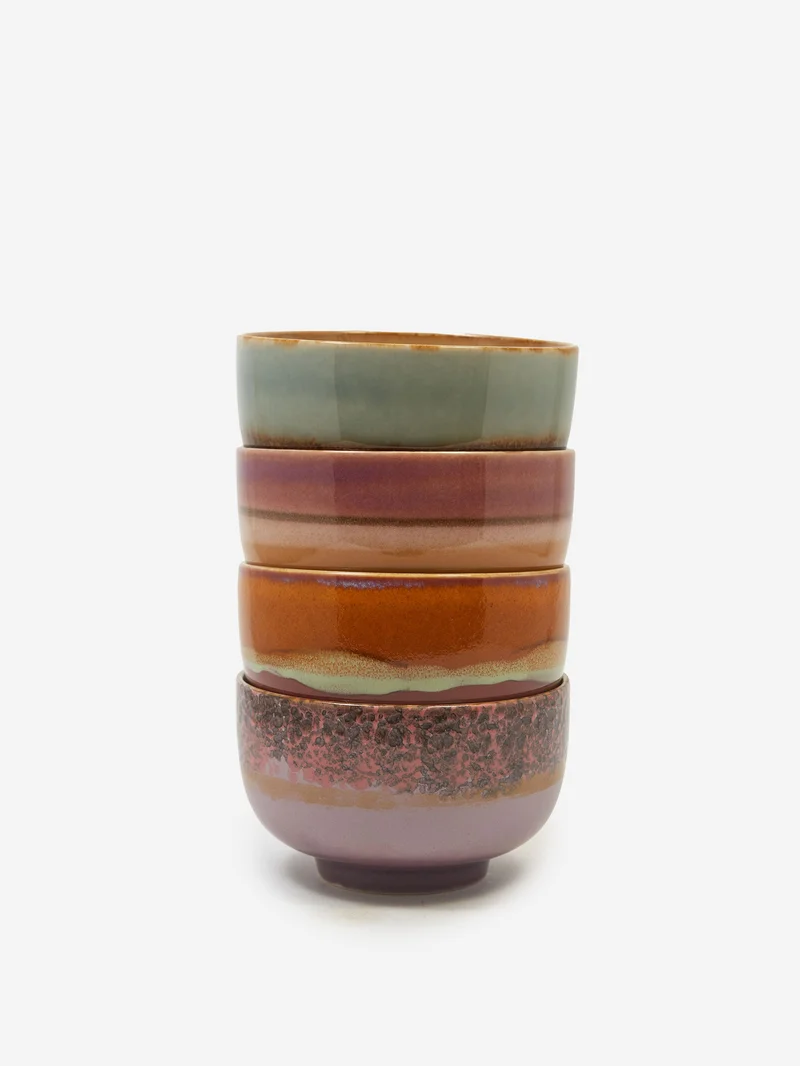 Image of HKLiving 70s Ceramics Noodle Bowls (Set Of 4) - Geyser