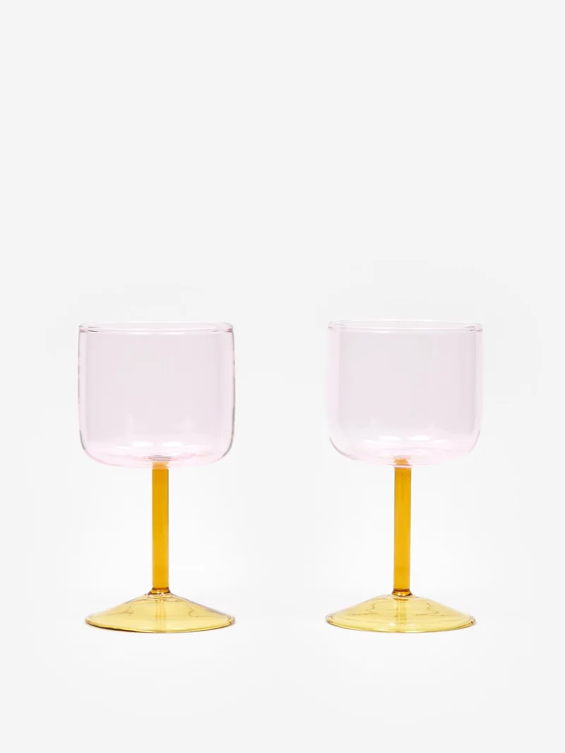 Image of HAY Tint Wine Glass Set of 2 - Pink/Yellow