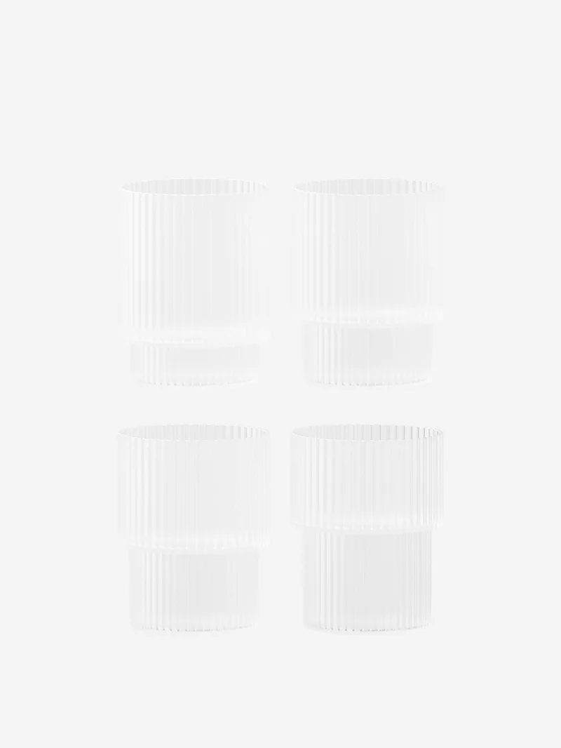 Image of ferm Living Ripple Glasses Set of 4 - Frosted