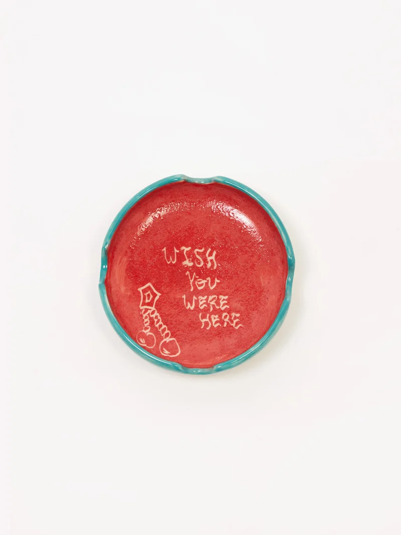 Image of Danny D's Mud Shop Handmade Wish You Were Here Ashtray
