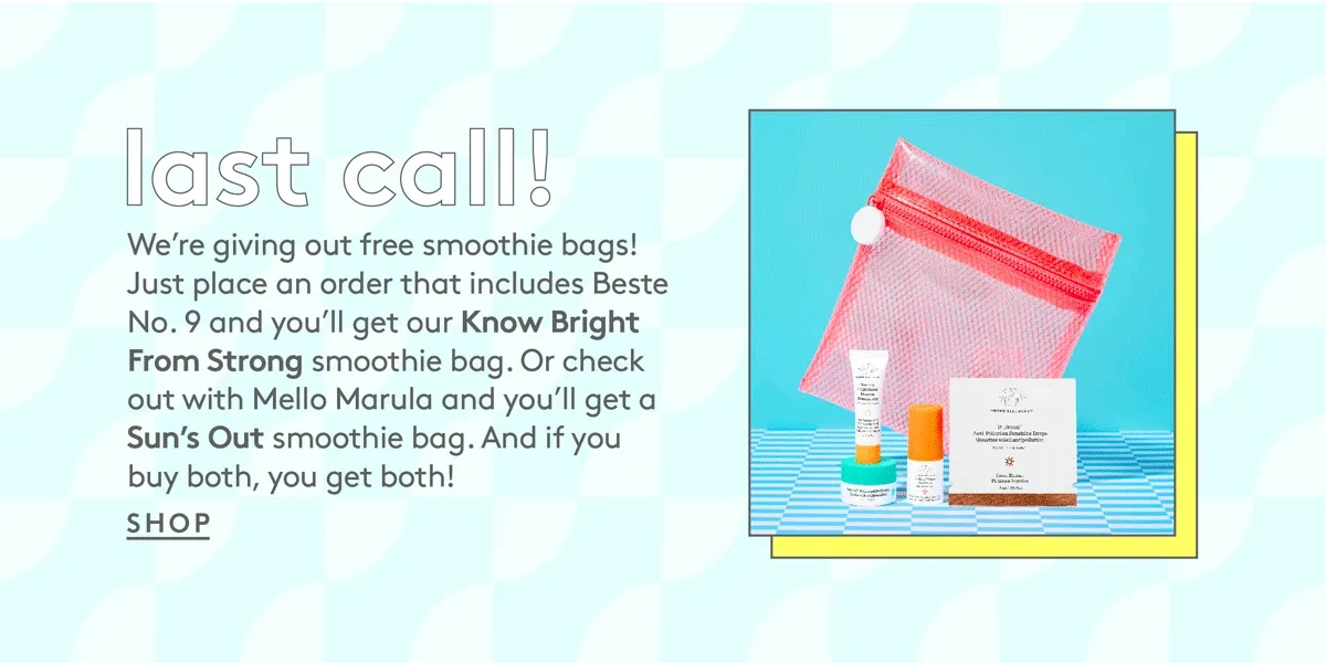 Get a free smoothie bag when you order Beste No. 9 or Mello Marula- or buy both and get both!