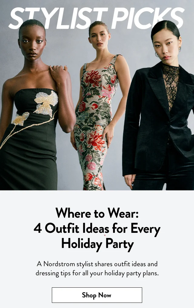 Models wearing holiday outfits.