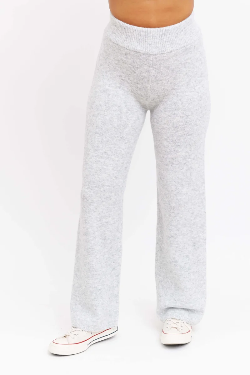 Image of Loren Wide Leg Pant in Light Heather Grey