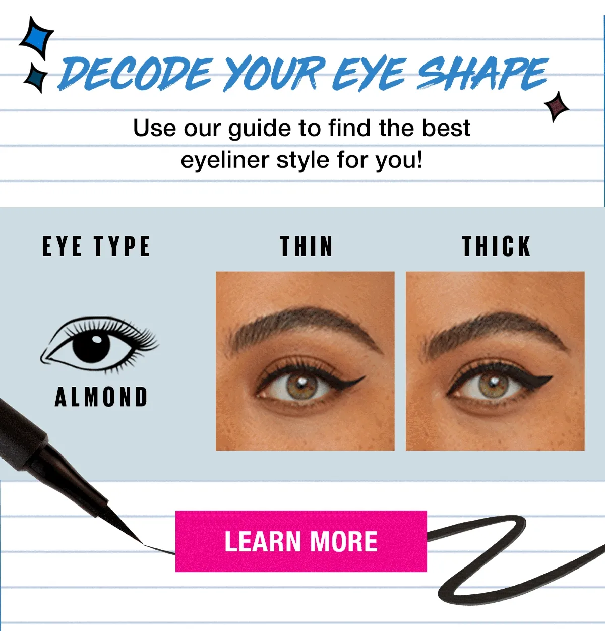 a GIF of eyeliner styles; decode your eyeshape with our guide