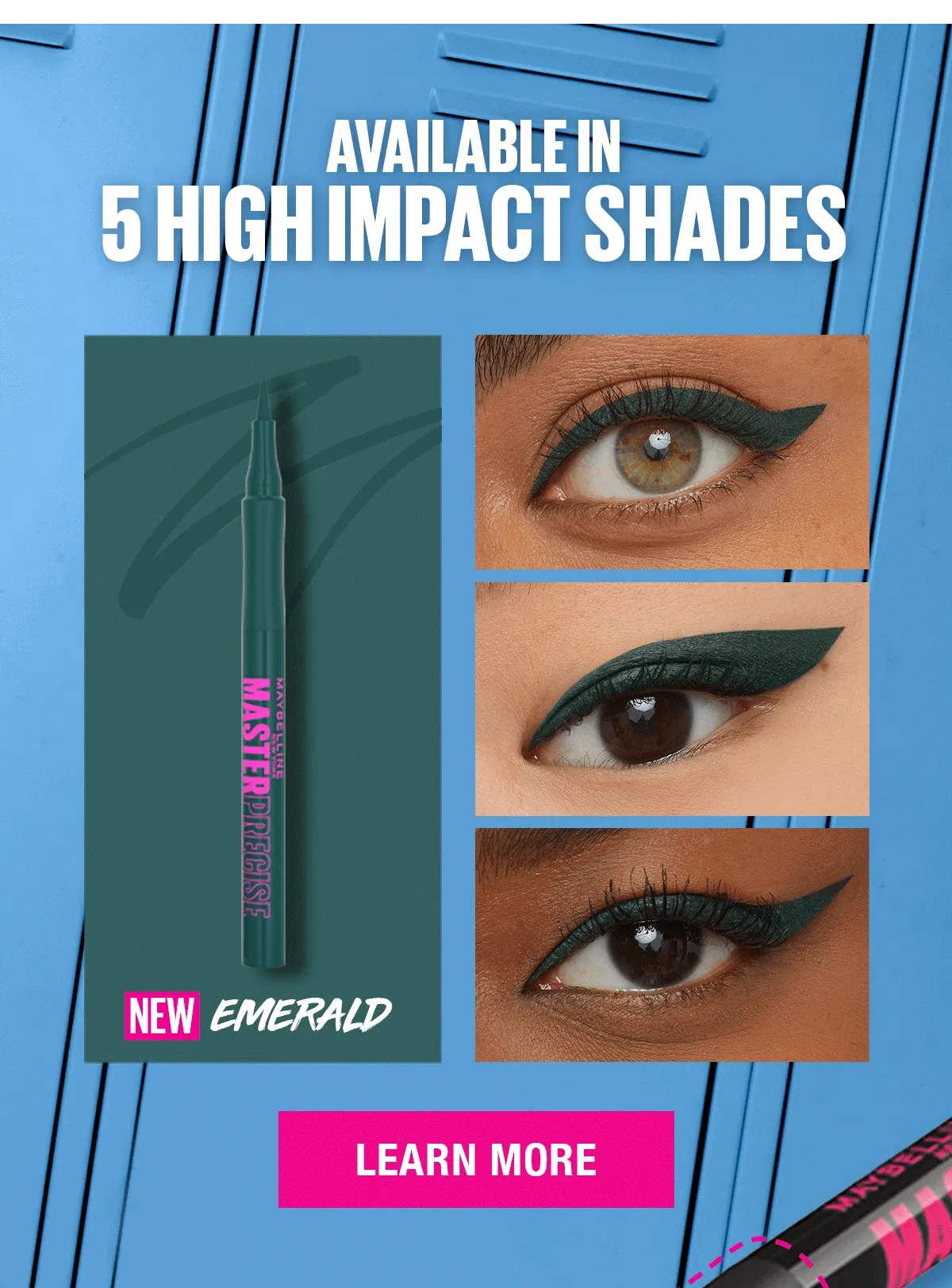 a collage of eyeliners in 5 shades