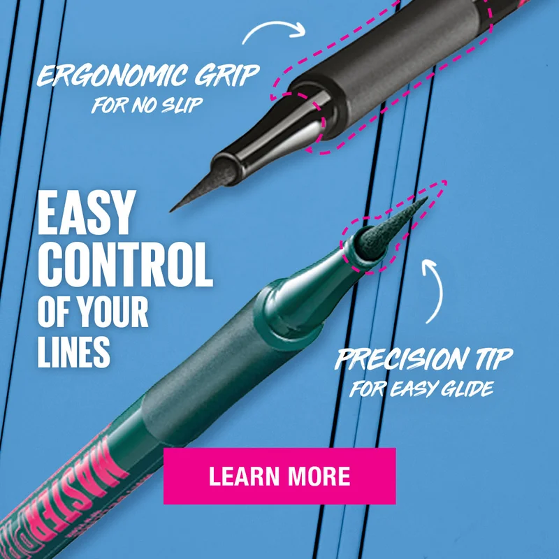 a close up of Master Precise Eyeliner; ergonomic grip and precision tip