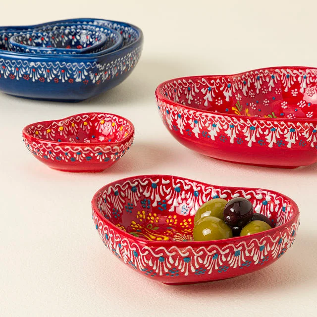 Turkish Lace Nesting Heart Bowls - Set of 3