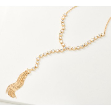 Susan Graver Reversible Cushion Cut Y Necklace with Tassel