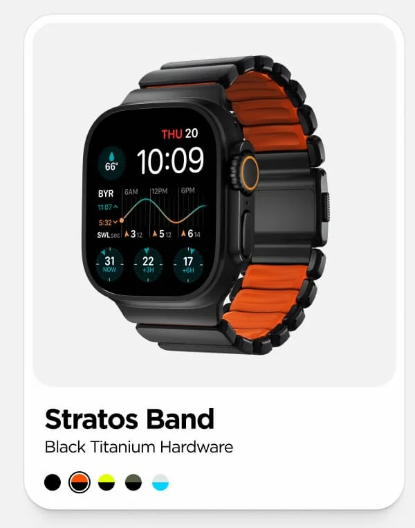 Stratos Band Black Titanium Hardware Ultra Orange FKM