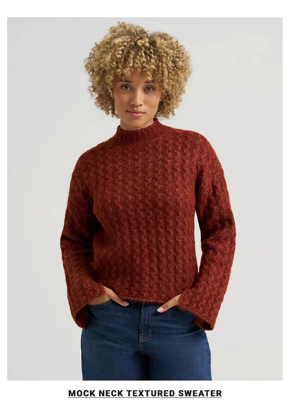 Mock Neck Textured Sweater