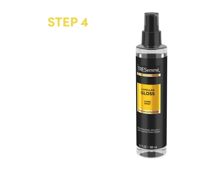 step 4 | Spritz on Lamellar Gloss Ultra Sleek Shine Spray & you’ve got it – lasting brilliance & shiny definition for 72H. *Ultra-glossy hair flip*
