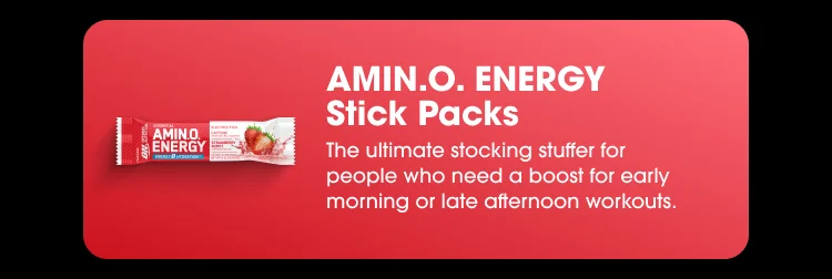 AMIN.O. ENERGY Stick Packs The ultimate stocking stuffer for people who need a boost for early morning or late afternoon workouts.