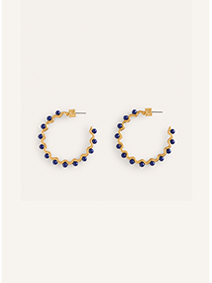 Wire Bead Hoop Earrings - Navy