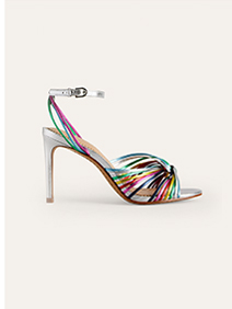 Twist Front Heeled Sandals - Multi Metallic Leather