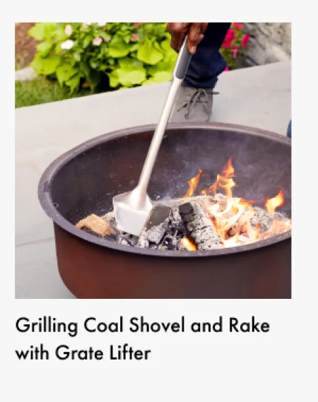 Grilling Coal Shovel and Rake with Grate Lifter
