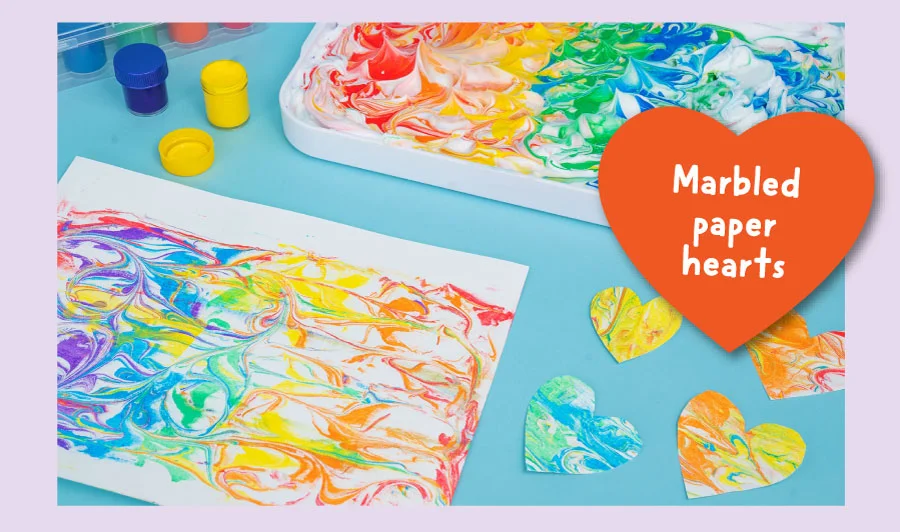 Marbled paper hearts