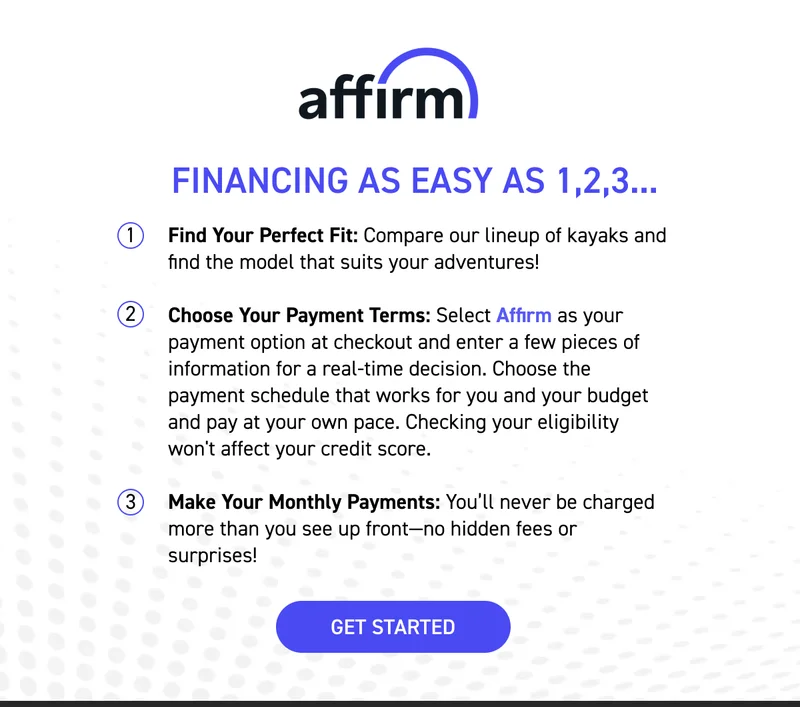 WE'RE PROUD PARTNERS WITH AFFIRM. FINANCING AS EASY AS 1,2,3.. WE'RE PROUD PARTNERS WITH AFFIRM. FINANCING AS EASY AS 1,2,3..