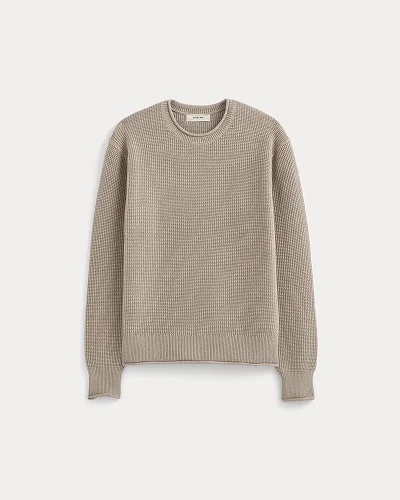 Image | Waffle Rollneck Crew in Everyday Cotton | Heathered Oatmeal
