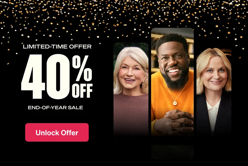 Limited time offer. 40% off End of Year Sale. Unlock offer.