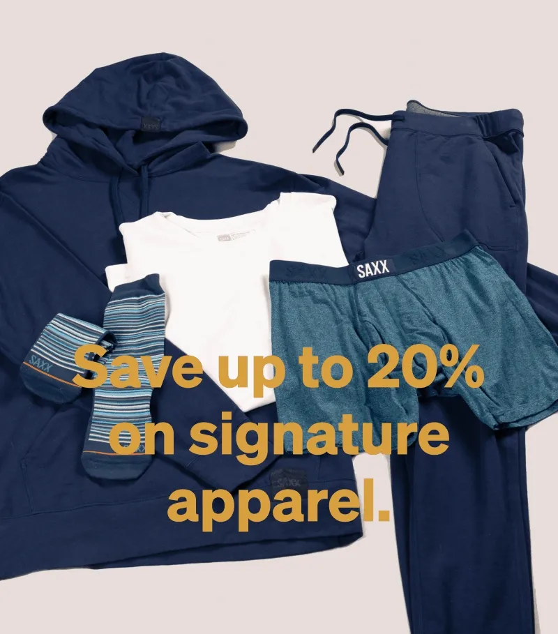 Save up to 20% on signature apparel.