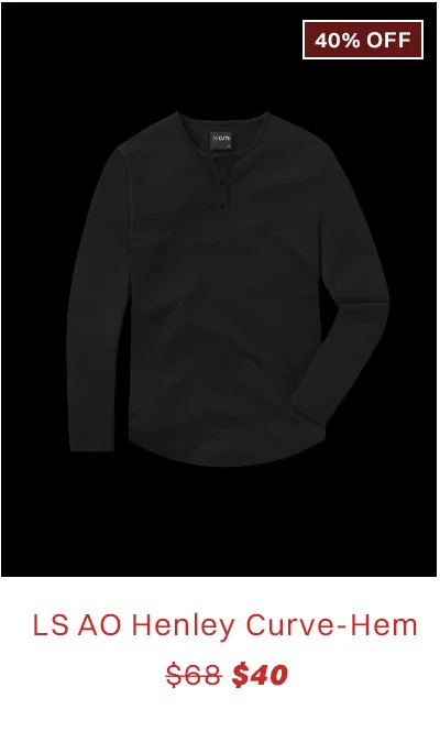 Black LS AO Henley Curve-Hem
