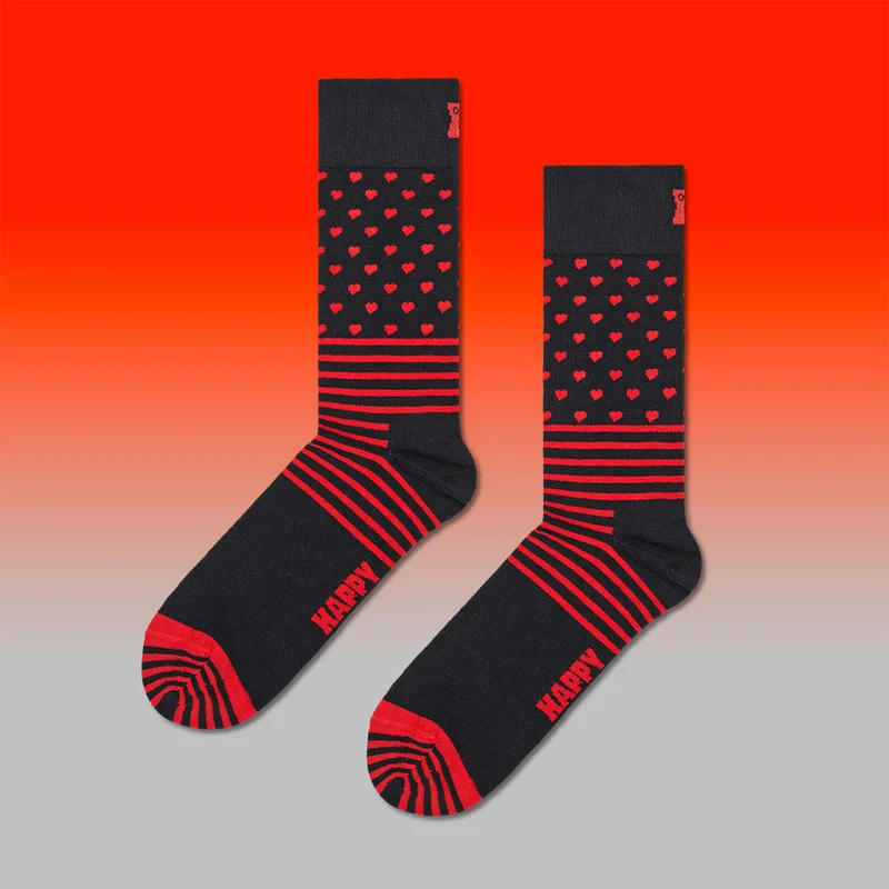 Stripes And Heart Sock