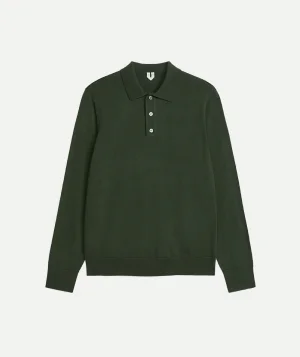 Merino Polo Jumper Dark green