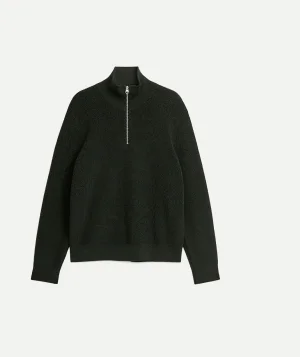 Wool & Cotton Half Zip Jumper Green