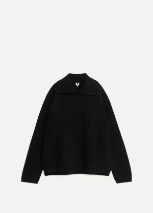 Boiled Wool Jumper Black