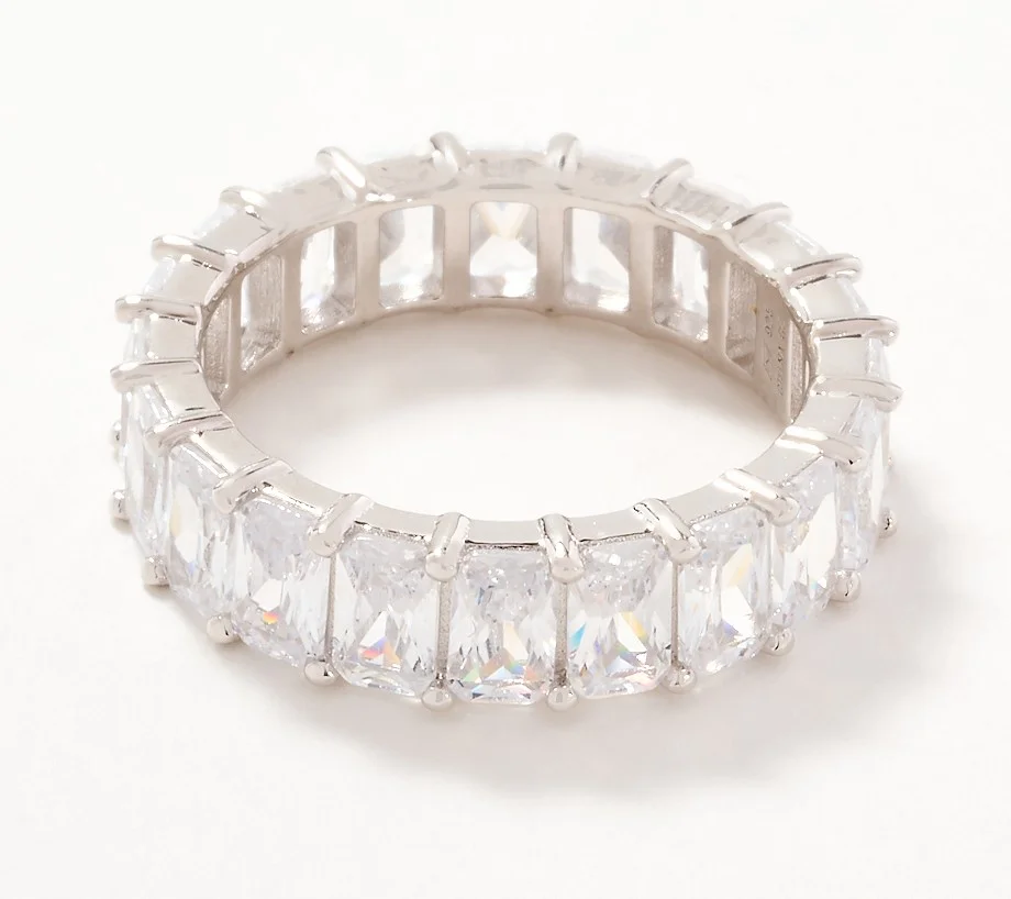 Diamonique Classics Baguette Eternity Band Ring, Sterling