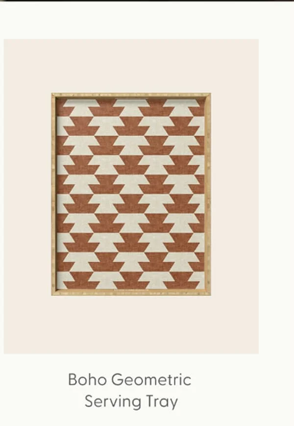 boho geometric aztec in ginger Serving Tray